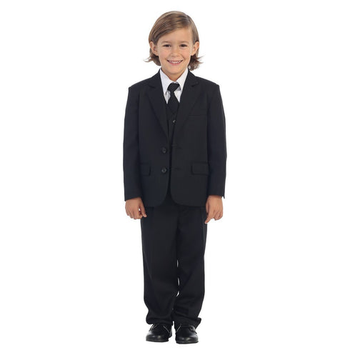Little Boys Black Jewels & Gents Jacket Vest Shirt Tie Pants 5 Pc Suit 2T-7 - SophiasStyle.com